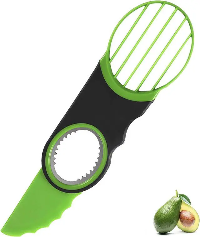 Main image of 3-in-1 Avocado Slicer Tool - Stainless Steel Pit Remover, Peeler & Fruit Scooper, Non-Slip Ergonomic Grip, Dishwasher Safe (Green)