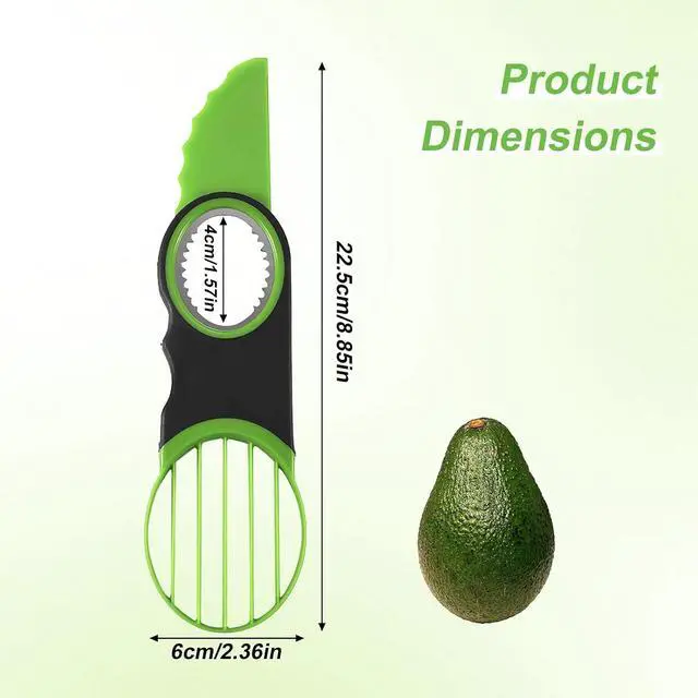 Alt view image 2 of 7 - 3-in-1 Avocado Slicer Tool - Stainless Steel Pit Remover, Peeler & Fruit Scooper, Non-Slip Ergonomic Grip, Dishwasher Safe (Green)
