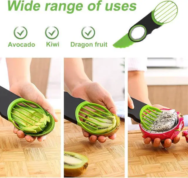 Alt view image 6 of 7 - 3-in-1 Avocado Slicer Tool - Stainless Steel Pit Remover, Peeler & Fruit Scooper, Non-Slip Ergonomic Grip, Dishwasher Safe (Green)