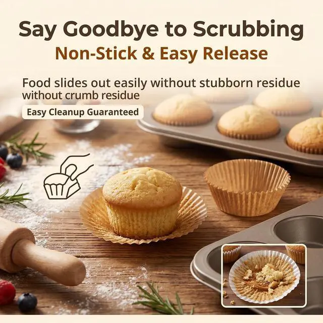 Alt view image 3 of 7 - Non-stick 500 Count Mini Cupcake Liners for Baking, Natural, Food-grade Cupcake Wrapper, Greaseproof Parchment Muffin Liners,Baking Cups for Cupcakes, Muffins, Nuts