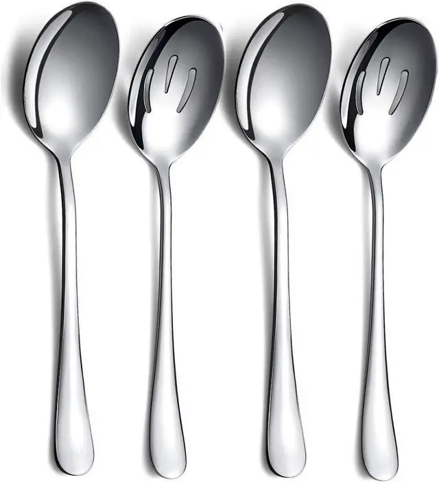 Main image of Kyraton 4-Piece Stainless Steel Serving Utensil Set - 2 Serving Spoons and 2 Slotted Spoons