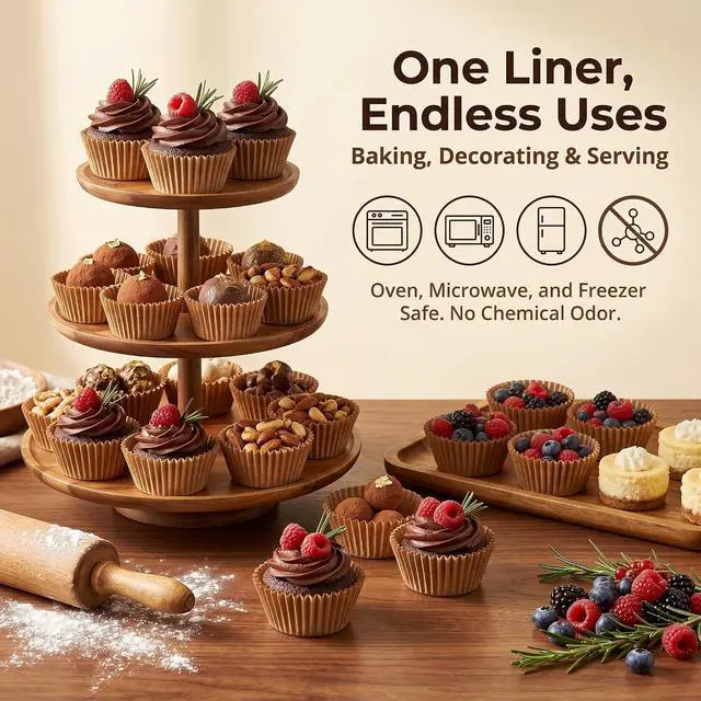 Alt view image 7 of 7 - Non-stick 500 Count Mini Cupcake Liners for Baking, Natural, Food-grade Cupcake Wrapper, Greaseproof Parchment Muffin Liners,Baking Cups for Cupcakes, Muffins, Nuts