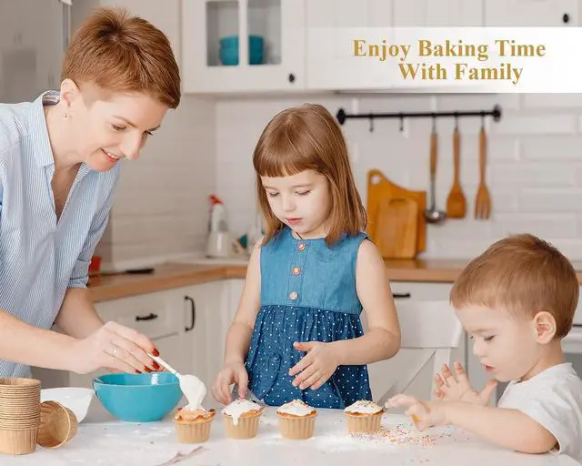 Alt view image 3 of 3 - Nax Caki Brown Cupcake Liners Standard Size, 30pcs Muffin Baking Wrapping Packaging Cups,Holders Paper, Heavy Duty Greaseproof Wrappers for Wedding,Birthday,Party,Baby Showers,Gift,With 3 Decorations