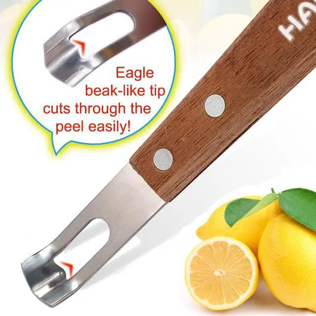 Alt view image 2 of 7 - Channel Knife for Cocktails Lemon Citrus Twist Tool Wooden Handle | Home Bars Bartender Gift,V-Shaped Stainless Steel Blade,Carving Tool for Garnishing