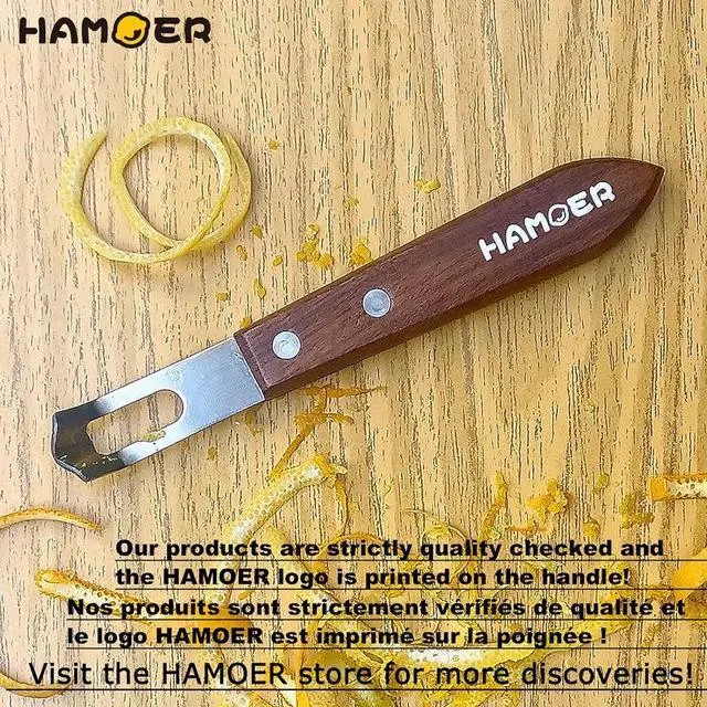 Alt view image 5 of 7 - Channel Knife for Cocktails Lemon Citrus Twist Tool Wooden Handle | Home Bars Bartender Gift,V-Shaped Stainless Steel Blade,Carving Tool for Garnishing