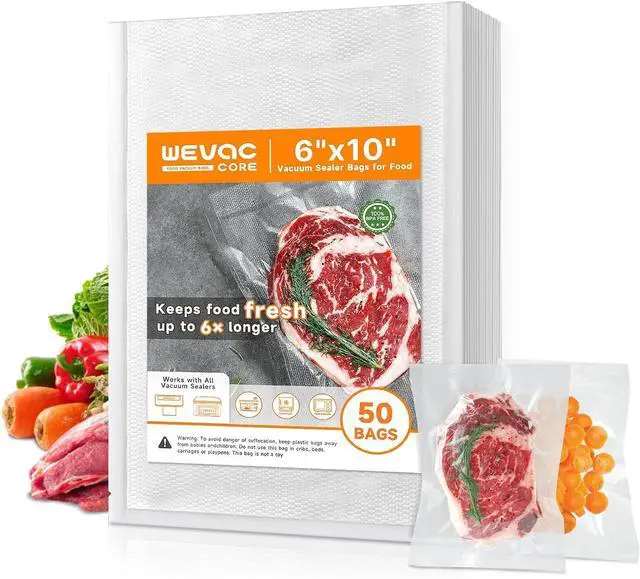 Main image of Vacuum Seal Bags for Food, Pint 6x 1050 Pcs, BPA Free Food saver Bags | Commercial Grade Precut Vacuum Sealer Bags for Food Sous Vide, Vacuum Storage Bags Food, Heavy Duty, Kitchen Essentials,