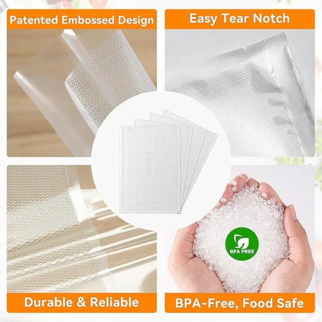 Alt view image 3 of 7 - Vacuum Seal Bags for Food, Pint 6x 1050 Pcs, BPA Free Food saver Bags | Commercial Grade Precut Vacuum Sealer Bags for Food Sous Vide, Vacuum Storage Bags Food, Heavy Duty, Kitchen Essentials,
