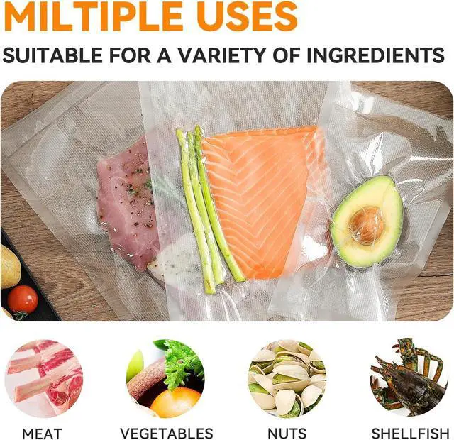 Alt view image 4 of 7 - Vacuum Seal Bags for Food, Pint 6x 1050 Pcs, BPA Free Food saver Bags | Commercial Grade Precut Vacuum Sealer Bags for Food Sous Vide, Vacuum Storage Bags Food, Heavy Duty, Kitchen Essentials,