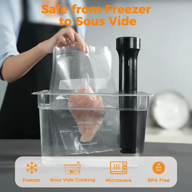 Alt view image 6 of 7 - Vacuum Seal Bags for Food, Pint 6x 1050 Pcs, BPA Free Food saver Bags | Commercial Grade Precut Vacuum Sealer Bags for Food Sous Vide, Vacuum Storage Bags Food, Heavy Duty, Kitchen Essentials,