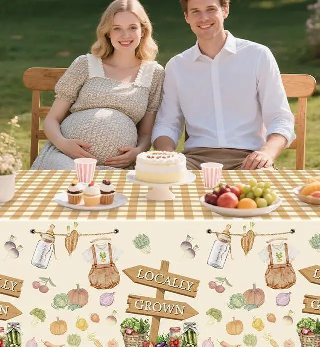 Alt view image 6 of 6 - Summer Locally Grown Tablecloths - 3Pcs Planting Disposable Plastic Table Cloth Rectangular Farmers Market Waterproof Table Covers Baby Shower Photo Props Outdoor Picnics, 51.2 x 86.6 Inch