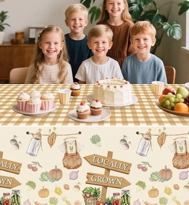 Alt view image 5 of 6 - Summer Locally Grown Tablecloths - 3Pcs Planting Disposable Plastic Table Cloth Rectangular Farmers Market Waterproof Table Covers Baby Shower Photo Props Outdoor Picnics, 51.2 x 86.6 Inch