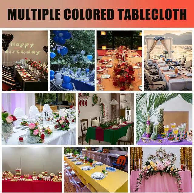 Alt view image 6 of 6 - FULDGAENR Red Plastic Tablecloth, Disposable Table Cloths 54x108 Inch Size for 6-8 Foot Rectangle Table Indoor/Outdoor Parties Birthdays Weddings Anniversary - 1 Pack