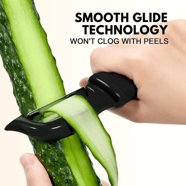 Alt view image 4 of 7 - Swivel Vegetable Peeler Soft Comfort Handle Sturdy Long-Lasting 2Pcs Black | Dishwasher Safe Gift for Cooks Potato Peeler for Kitchen Carrot Peeler Fruit Veggie Peeler Sharp Stainless Steel Blades