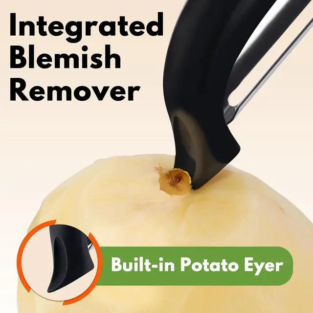 Alt view image 5 of 7 - Swivel Vegetable Peeler Soft Comfort Handle Sturdy Long-Lasting 2Pcs Black | Dishwasher Safe Gift for Cooks Potato Peeler for Kitchen Carrot Peeler Fruit Veggie Peeler Sharp Stainless Steel Blades