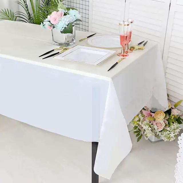 Alt view image 3 of 3 - 3pcs Christmas Plastic Tablecloths Thanksgiving Plastic Table Cloths Xmas Disposable Table Covers Picnic BBQ Birthday Wedding Party Oil-proof Table Cloth Thin White Rectangle Table Cloths 54 x 108 In
