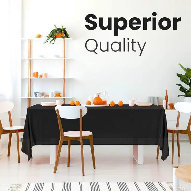 Alt view image 2 of 5 - 5 Pack Premium Black Plastic Tablecloth - 108 x 54 in. Disposable Rectangle Plastic Cloth - Decorative Rectangle Table Cover Smooth Tablecloth - Disposable Table Cloths For Parties, Weddings And More.