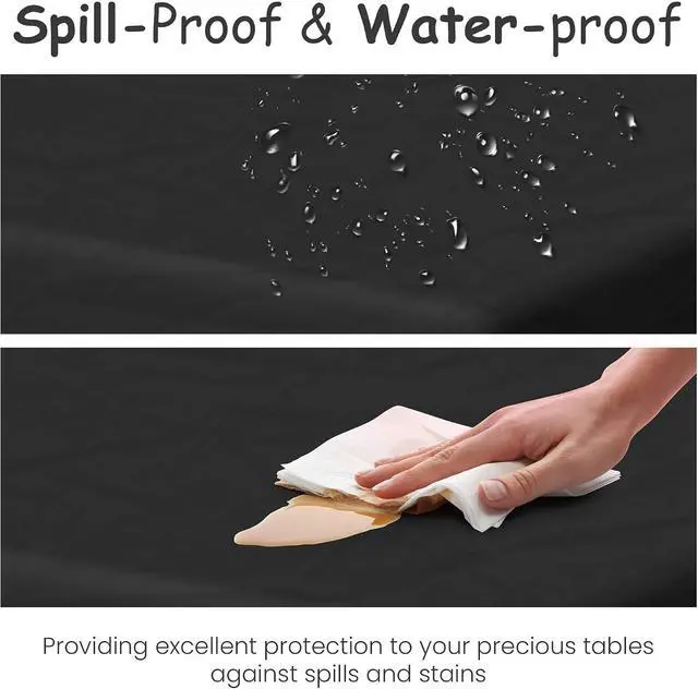Alt view image 4 of 5 - 5 Pack Premium Black Plastic Tablecloth - 108 x 54 in. Disposable Rectangle Plastic Cloth - Decorative Rectangle Table Cover Smooth Tablecloth - Disposable Table Cloths For Parties, Weddings And More.