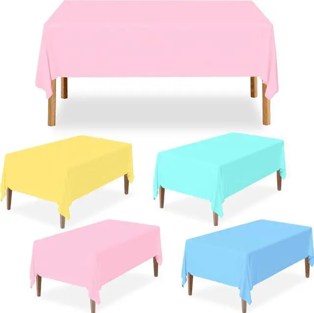 Main image of 4 Pack Pastel Plastic Tablecloth Disposable, 54x108 Inch | Colorful Rainbow Tablecloth, Disposable Rectangle Table Covers, for Birthday Picnic Wedding Baby Shower Party Decoration