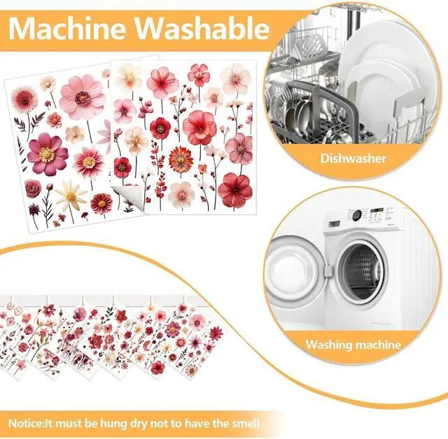 Alt view image 2 of 7 - 6 Pack Swedish Dishcloths for Kitchen - Reusable Washable Cellulose Cleaning Cloths, Absorbent Quick Dry No Odor Biodegradable Sponge Wipes, Decorative Tea Towels (Pink Floral Blossom)
