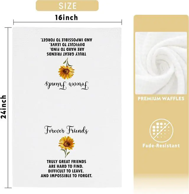 Alt view image 7 of 7 - Friends Forever Kitchen Towels Gifts for Women Friends Sister BFF Bestie, Friendship Dishcloths Tea Towels for Kitchen Bathroom Decor (16x24 inches)