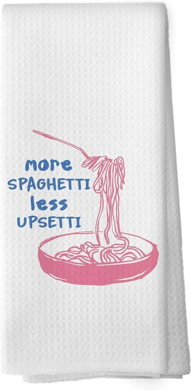 Main image of Funny Pasta Lover Gift for Chef Kitchen Towel, Baking Kitchen Gifts, Pink Blue Humorous Sarcastic Decorative Absorbent Dishcloths Hand Towels for Dining Room Decor 16x24 Inches