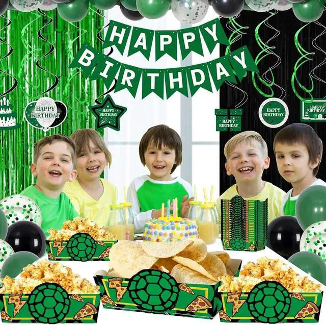 Alt view image 3 of 4 - 24pcs Turtle Themed Green Paper Food Trays for Party Supplies Kids Birthday Party Decorations
