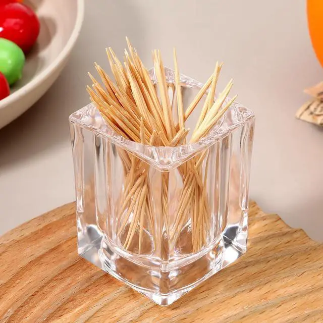 Alt view image 4 of 7 - 2PCS Cocktail Pick Holder, Clear Acrylic Toothpick Holder Rhombu Toothpick Dispenser Portable Decorative Tooth Pick Box Fruit Picks Holders for Table Kitchen Home Restaurant Party
