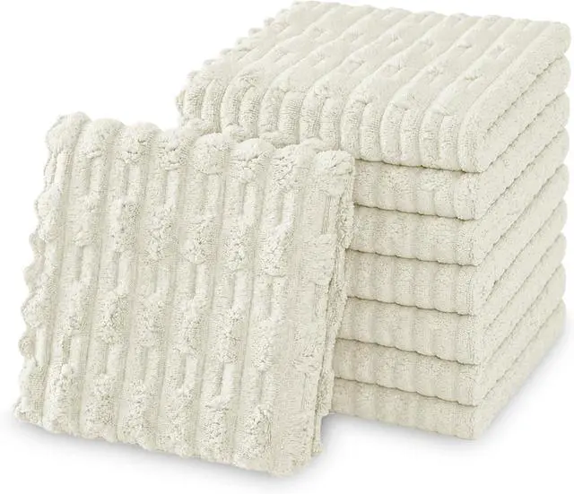 Main image of kimteny Microfiber Dish Cloths for Washing Dishes 8 Pack, White | 12 x 12 Inch Absorbent Coral Velvet Dish Rags, Soft Non Scratch Kitchen Dish Cloths for Dishes, Sink and Counter