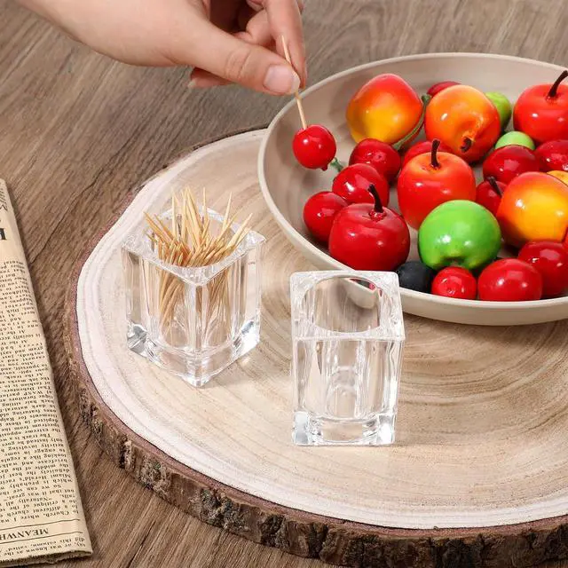 Alt view image 7 of 7 - 2PCS Cocktail Pick Holder, Clear Acrylic Toothpick Holder Rhombu Toothpick Dispenser Portable Decorative Tooth Pick Box Fruit Picks Holders for Table Kitchen Home Restaurant Party