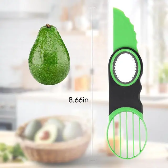 Alt view image 3 of 7 - 3-in-1 Avocado Slicer Tool & Stainless Steel Pitter | Multifunctional avocado cutter, peeler, and scooper with a non-slip grip. Top-rack dishwasher safe for easy cleaning.