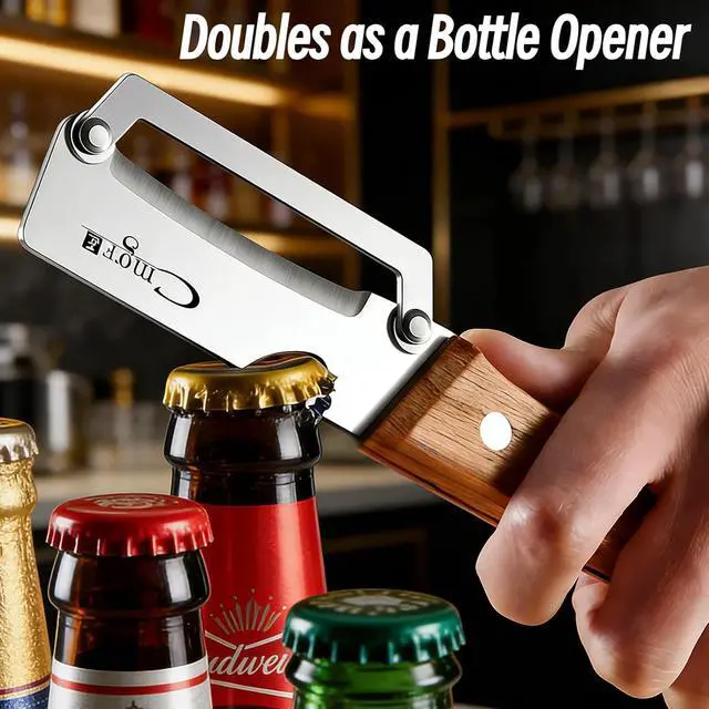 Alt view image 5 of 7 - TEEVEA Vegetable Peeler, Stainless Steel Wooden Handle for Potato, Apple | Zero snag glide, non-slip wet grip, 2-in-1 bottle opener, food grade safe for all scenarios