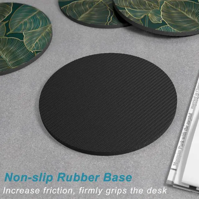 Alt view image 5 of 7 - Coasters for Drinks, Set of 6 Absorbent Rubber Drink Coasters for Cup | Set of 6 Cute Absorbent Rubber Drink Coasters for Cup with Non Slip Backing, Kitchen Home Decor Housewarming Gift, Round 4 in
