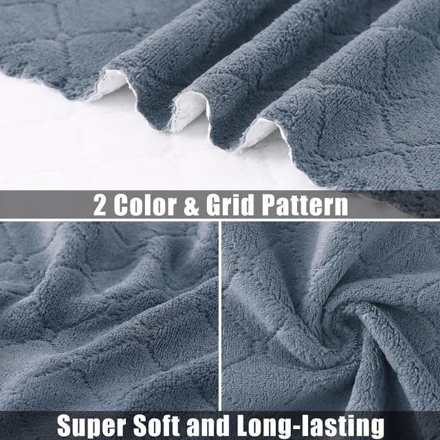 Alt view image 2 of 7 - Mordimy 12 Pack Soft and Absorbent Kitchen Cloths, Dark Grey & White | Super Soft and Absorbent, Coral Velvet Microfiber, Nonstick Oil, Fast Dry