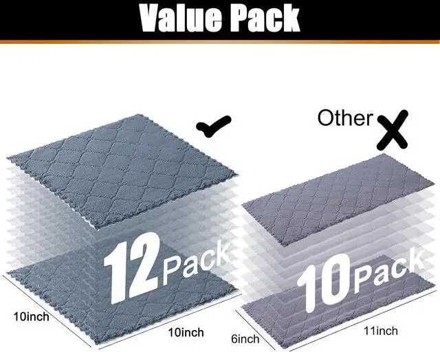 Alt view image 5 of 7 - Mordimy 12 Pack Soft and Absorbent Kitchen Cloths, Dark Grey & White | Super Soft and Absorbent, Coral Velvet Microfiber, Nonstick Oil, Fast Dry