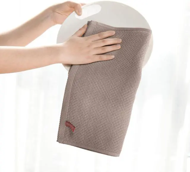 Alt view image 3 of 6 - Artoid Mode 100% Cotton Beige Brown Dark Grey Waffle Weave Kitchen Dish Cloths, 12x12 Inch Ultra Soft Absorbent Quick Drying Kitchen Dish Towels Set of 6, Multicolor