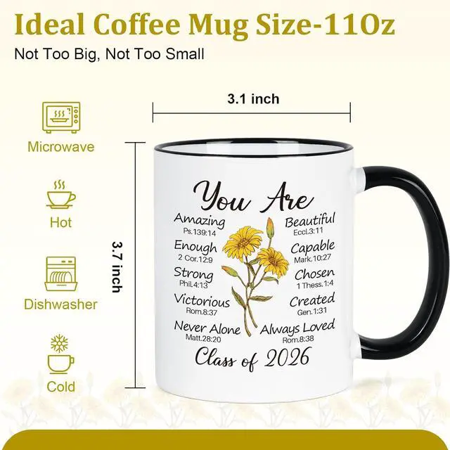 Alt view image 5 of 7 - Cabtnca 2026 Graduation Gifts, Religious Christian Graduation Coffee Mug for Her Him, High School College Masters Degree Gifts, 11Oz Coffee Mug