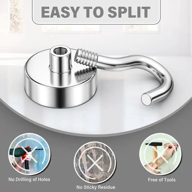 Alt view image 7 of 7 - 8 Pack Magnetic Hooks for Cruise Cabins, 35LB Silver Magnetic Hooks | Magnets with Hooks, Heavy Duty Magnet Hooks for Hanging, Cruise Essentials 2026, Kitchen, Office, Fridge