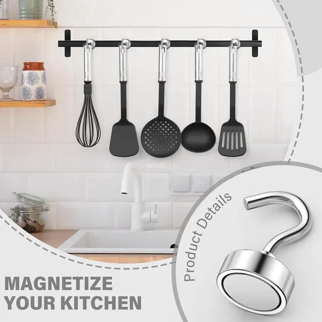 Alt view image 4 of 7 - 8 Pack Magnetic Hooks for Cruise Cabins, 35LB Silver Magnetic Hooks | Magnets with Hooks, Heavy Duty Magnet Hooks for Hanging, Cruise Essentials 2026, Kitchen, Office, Fridge