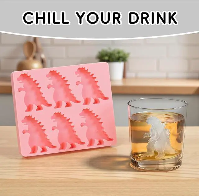 Alt view image 2 of 7 - Monster Ice Mold, Dinosaur Ice Cube Tray | Homemade Flavored Frozen Large Silicone Cube Mold Maker, 6 Giant Whiskey