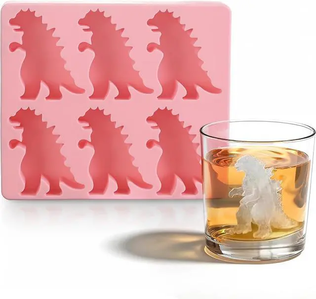 Main image of Monster Ice Mold, Dinosaur Ice Cube Tray | Homemade Flavored Frozen Large Silicone Cube Mold Maker, 6 Giant Whiskey