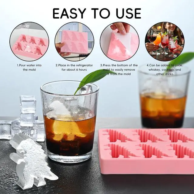 Alt view image 5 of 7 - Monster Ice Mold, Dinosaur Ice Cube Tray | Homemade Flavored Frozen Large Silicone Cube Mold Maker, 6 Giant Whiskey