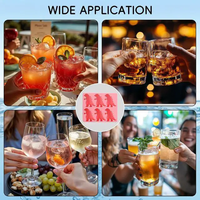 Alt view image 7 of 7 - Monster Ice Mold, Dinosaur Ice Cube Tray | Homemade Flavored Frozen Large Silicone Cube Mold Maker, 6 Giant Whiskey