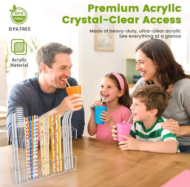 Alt view image 2 of 7 - Mpotmiy 9.5" Large Acrylic Straw Holder for Cabinet Door, Straw Organizer | Transparent organizer with ultra-sticky adhesive, drainage holes and adjustable height for utensils and tumbler accessories.