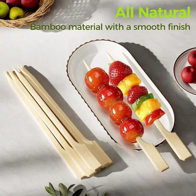 Alt view image 5 of 7 - 200PCS Flat Bamboo Skewers 6 Inch Appetizer and BBQ Picks for Grilling, Cocktail Garnish, Fruit, Meat, Cheese, Snacks, Kabob Sticks for Party and Catering