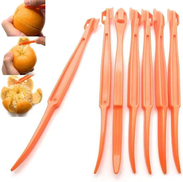 Main image of 7 Orange Peeler Tools Plastic Citrus Fruit Peel Remover lemon Opener Cutter | Safty Plastic Citrus Peeler tool, Curved Blade Faster & Easier to peeling, Kitchen Gadgets Vegetable Slicer Kiwi Tool