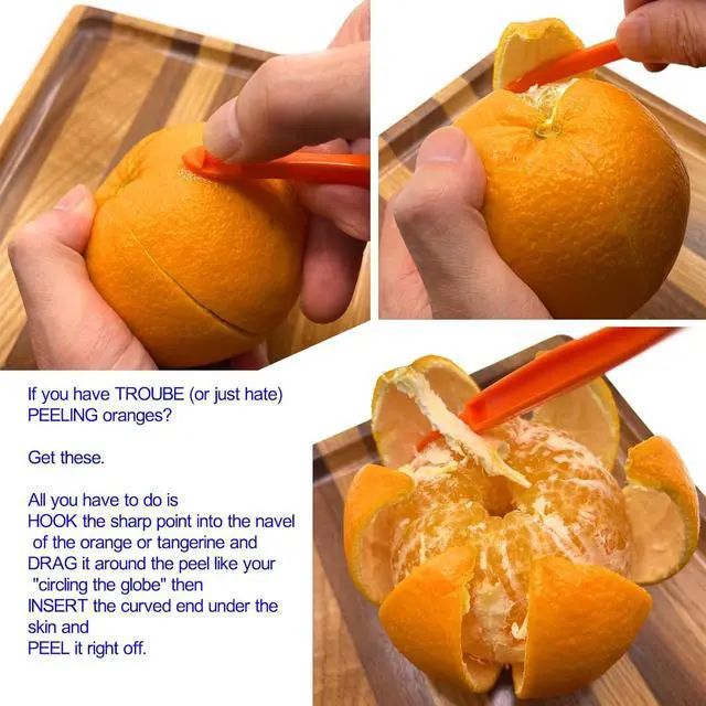 Alt view image 4 of 7 - 7 Orange Peeler Tools Plastic Citrus Fruit Peel Remover lemon Opener Cutter | Safty Plastic Citrus Peeler tool, Curved Blade Faster & Easier to peeling, Kitchen Gadgets Vegetable Slicer Kiwi Tool