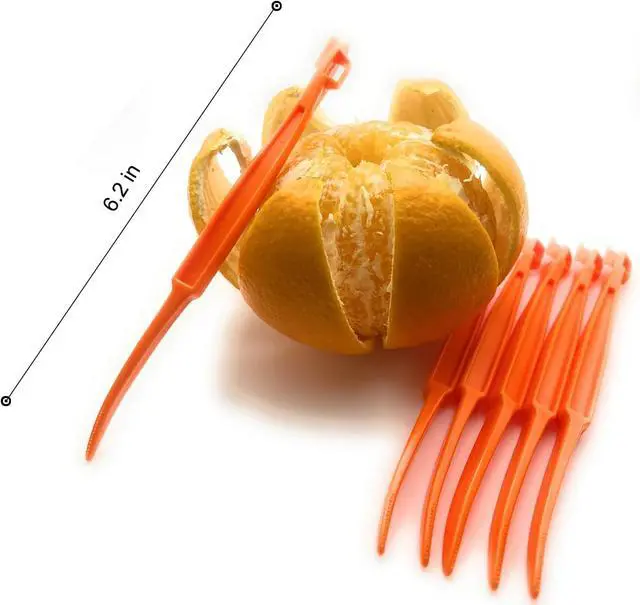 Alt view image 6 of 7 - 7 Orange Peeler Tools Plastic Citrus Fruit Peel Remover lemon Opener Cutter | Safty Plastic Citrus Peeler tool, Curved Blade Faster & Easier to peeling, Kitchen Gadgets Vegetable Slicer Kiwi Tool
