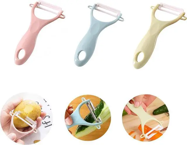 Main image of Potato Peelers 3 Pack, Fruit Peelers Potato Peeler, Cucumber, Apple Peelers for kitchen Original Vegetable Peeler-Set of 3 (Ceramic Blade)