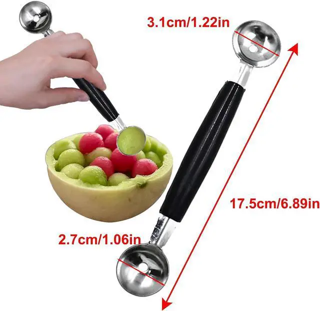 Alt view image 2 of 6 - 3 Pack Melon Baller Scoop,Stainless Steel Double Ended Headed Fruit Ice Cream Ball Spoon,Tool Scooper DIY Fruit Platter Ball for Watermelon/Ice Cream/Fruits/Meatball/Sorbet
