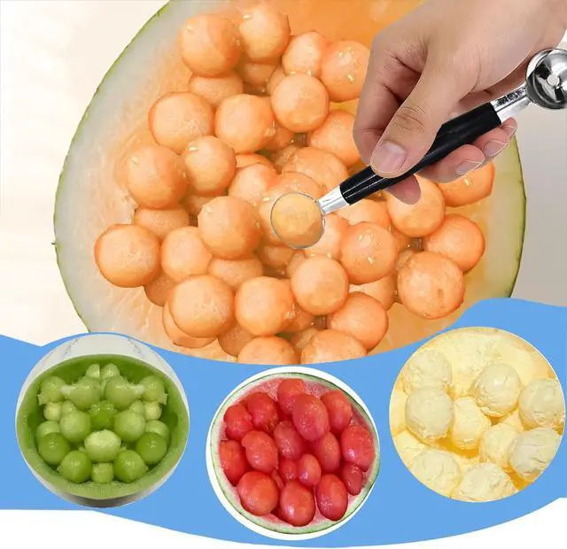 Alt view image 5 of 6 - 3 Pack Melon Baller Scoop,Stainless Steel Double Ended Headed Fruit Ice Cream Ball Spoon,Tool Scooper DIY Fruit Platter Ball for Watermelon/Ice Cream/Fruits/Meatball/Sorbet